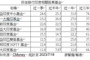 股市連創新高 印度基金後市續看俏