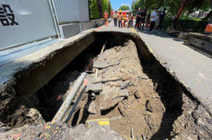 沒安全前不准復工！竹北道路現天坑 竹縣府透地雷達路檢確認