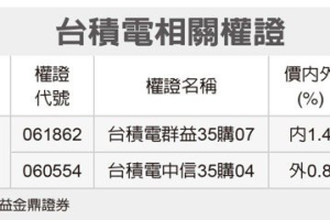 全民權證／台積 優選逾90天