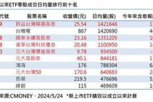 小資族愛ETF 00919勝過台積電、鴻海 奪今年來零股交易人氣王