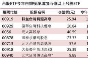 台股高息ETF夯 00919規模績效成長雙冠王