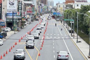 彰化市台化前中山路原減縮車道回復 又設人行步道