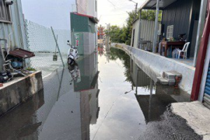 晴天淹水 適逢年度天文大潮 東港連兩天海水漫道路