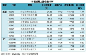 大盤跌 12檔台股 ETF 逆勢上漲 這檔為人氣王